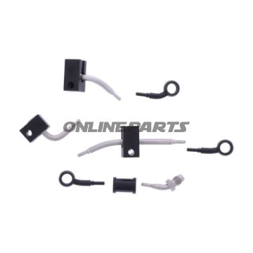 FLETTET STÅL BREMSESLANGE KIT FITTINGS SORT 4 DELE