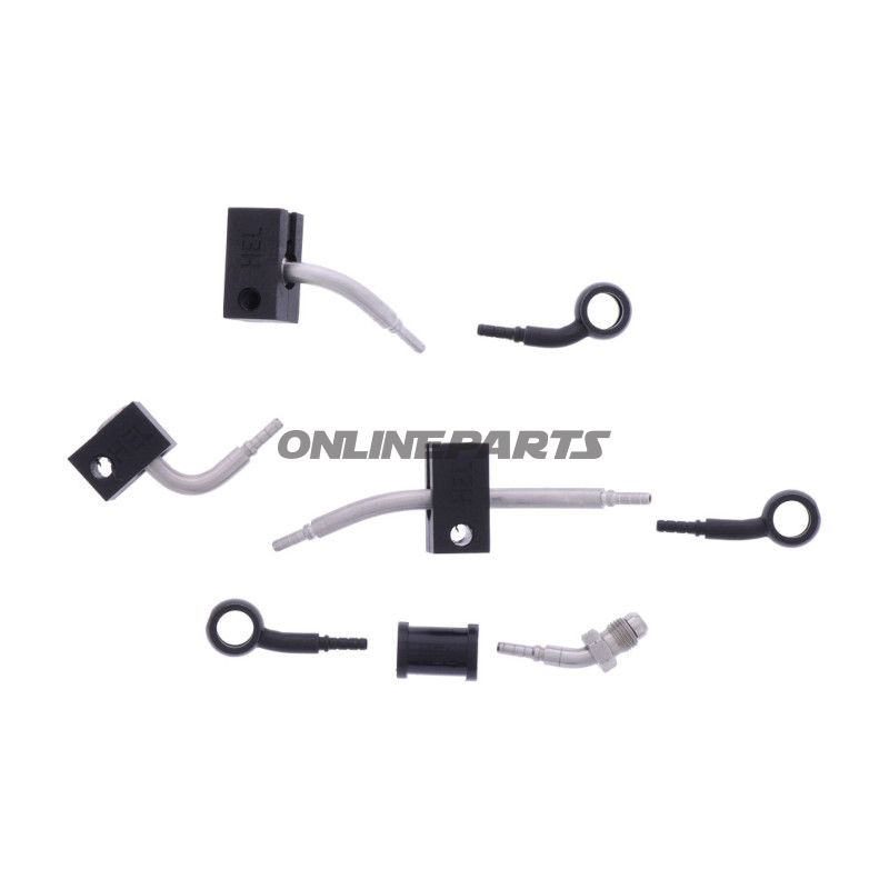 FLETTET STÅL BREMSESLANGE KIT FITTINGS SORT 4 DELE