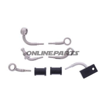 FLETTET STÅL BREMSESLANGE KIT FITTINGS SØLV 3 DELE