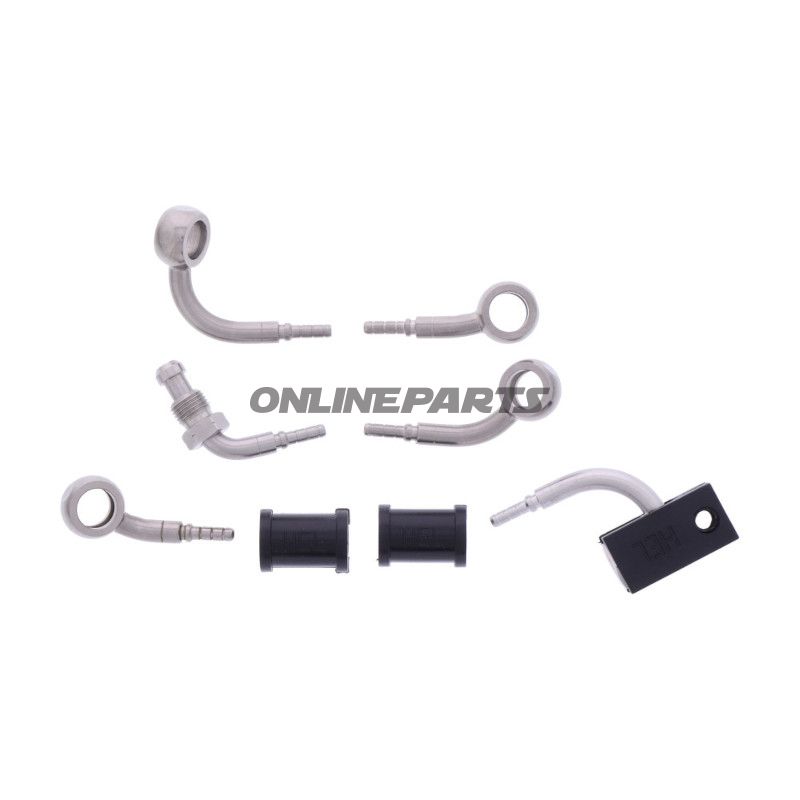 FLETTET STÅL BREMSESLANGE KIT FITTINGS SØLV 3 DELE