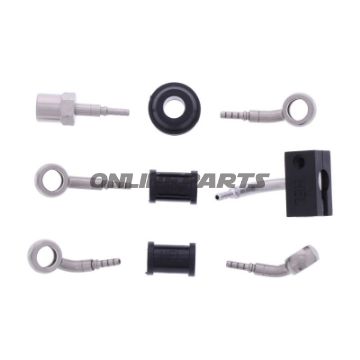 FLETTET STÅL BREMSESLANGE KIT FITTINGS SØLV 3 DELE