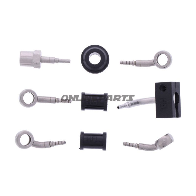 FLETTET STÅL BREMSESLANGE KIT FITTINGS SØLV 3 DELE