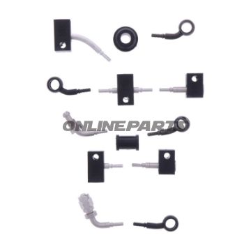 FLETTET STÅL BREMSESLANGE KIT FITTINGS SORT SEKSDELT
