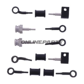 FLETTET STÅL BREMSESLANGE KIT FITTINGS SORT 5 DELE