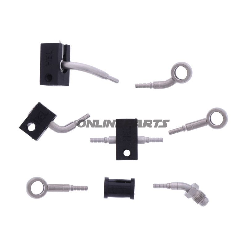 FLETTET STÅL BREMSESLANGE KIT FITTINGS SØLV 4 DELE