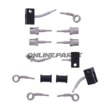 FLETTET STÅL BREMSESLANGE KIT FITTINGS SØLV SEKSDELT