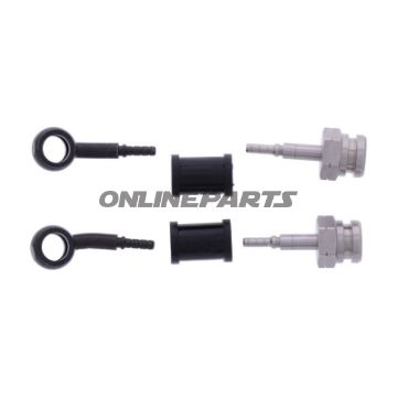 FLETTET STÅL BREMSESLANGE KIT FITTINGS SORT 2 DELE