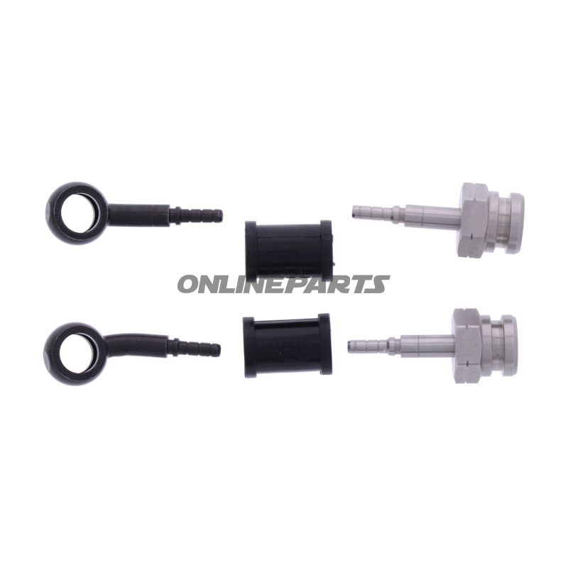 FLETTET STÅL BREMSESLANGE KIT FITTINGS SORT 2 DELE