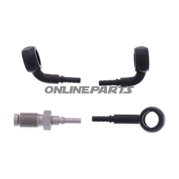 FLETTET STÅL BREMSESLANGE KIT FITTINGS SORT 2 DELE