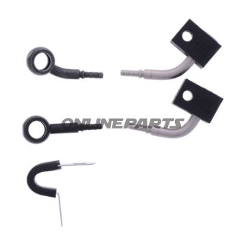 FLETTET STÅL BREMSESLANGE KIT FITTINGS SORT 2 DELE