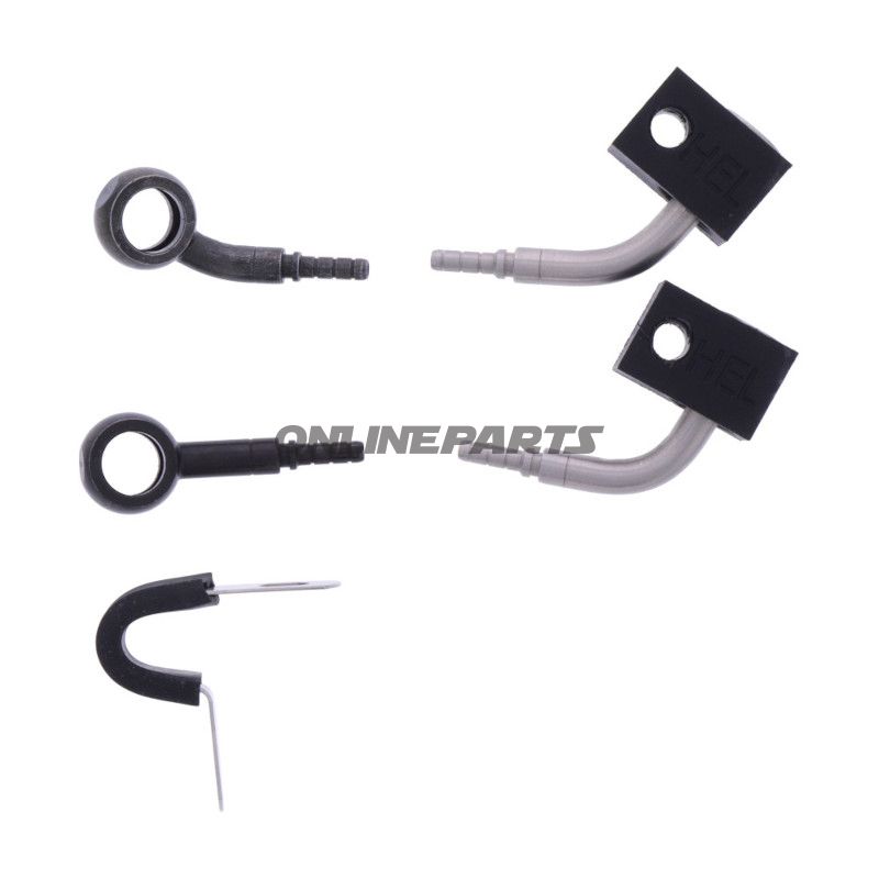 FLETTET STÅL BREMSESLANGE KIT FITTINGS SORT 2 DELE