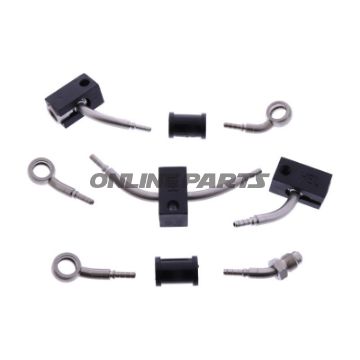 FLETTET STÅL BREMSESLANGE KIT FITTINGS SØLV 4 DELE