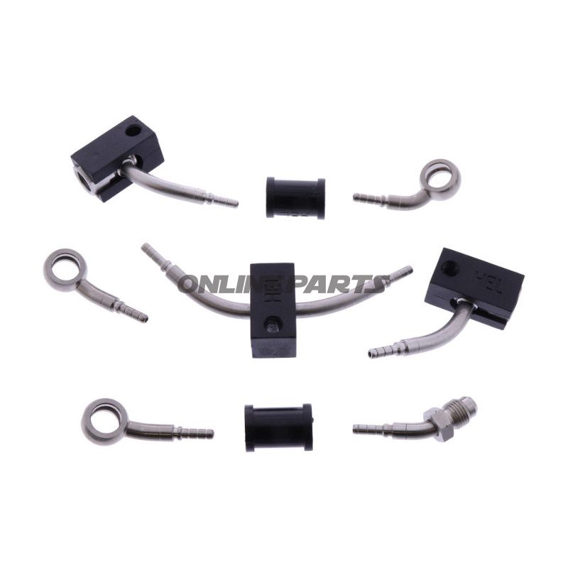 FLETTET STÅL BREMSESLANGE KIT FITTINGS SØLV 4 DELE