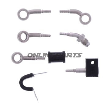 FLETTET STÅL BREMSESLANGE KIT FITTINGS SØLV 3 DELE