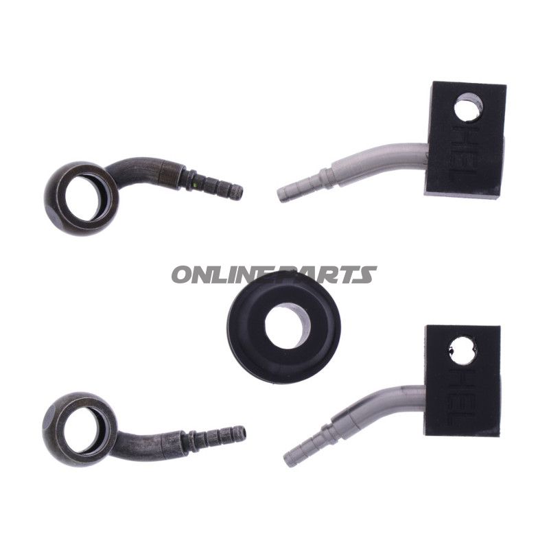 FLETTET STÅL BREMSESLANGE KIT FITTINGS SORT 2 DELE