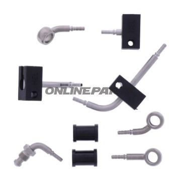 FLETTET STÅL BREMSESLANGE KIT FITTINGS SØLV 4 DELE
