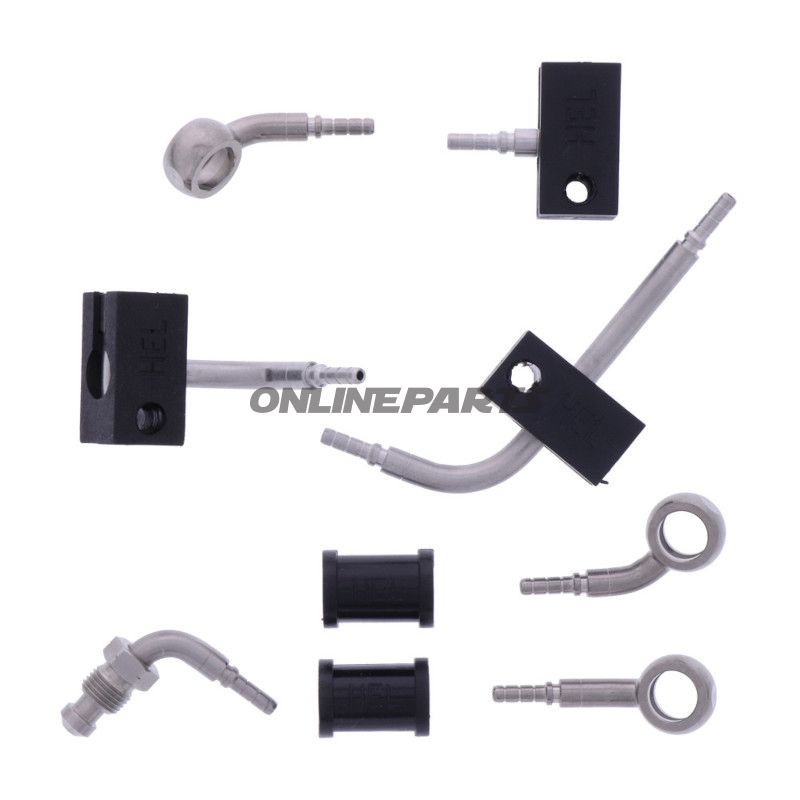 FLETTET STÅL BREMSESLANGE KIT FITTINGS SØLV 4 DELE