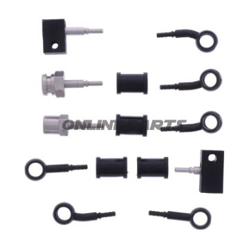 FLETTET STÅL BREMSESLANGE KIT FITTINGS SORT 5 DELE
