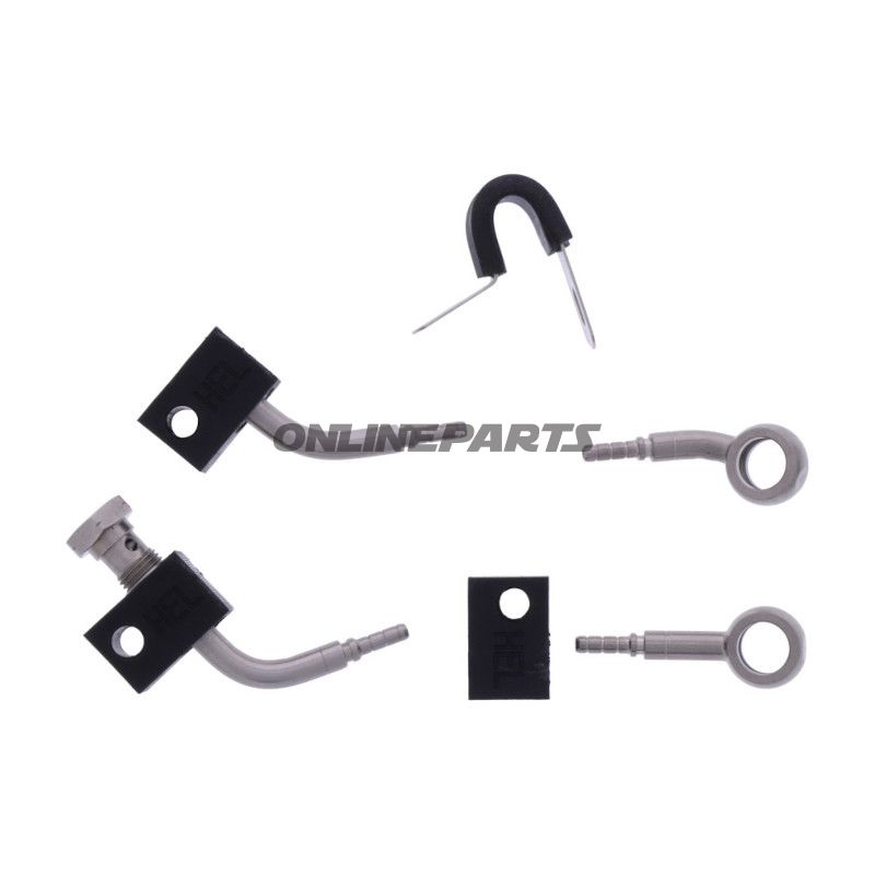 FLETTET STÅL BREMSESLANGE KIT FITTINGS SØLV 2 STK