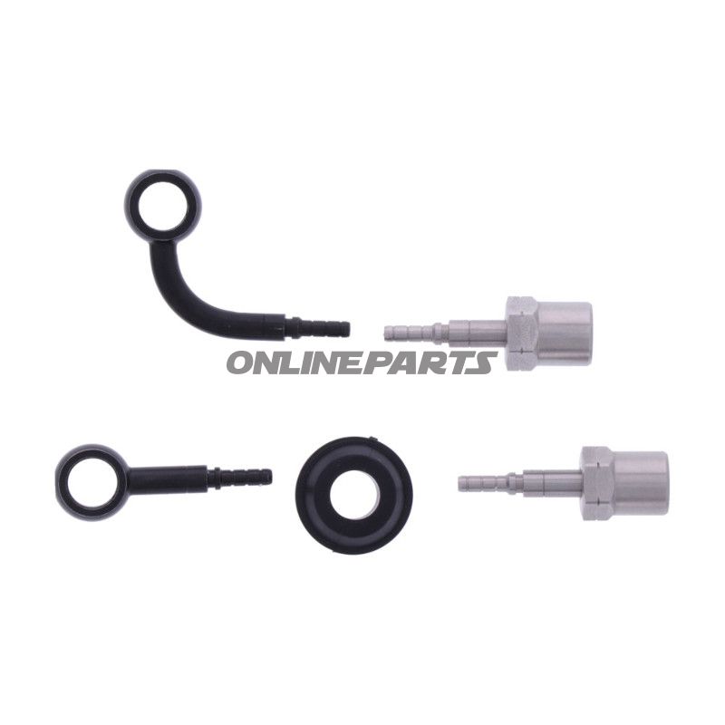 FLETTET STÅL BREMSESLANGE KIT FITTINGS SORT 2 DELE