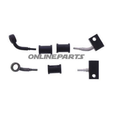 FLETTET STÅL BREMSESLANGE KIT FITTINGS SORT 2 DELE