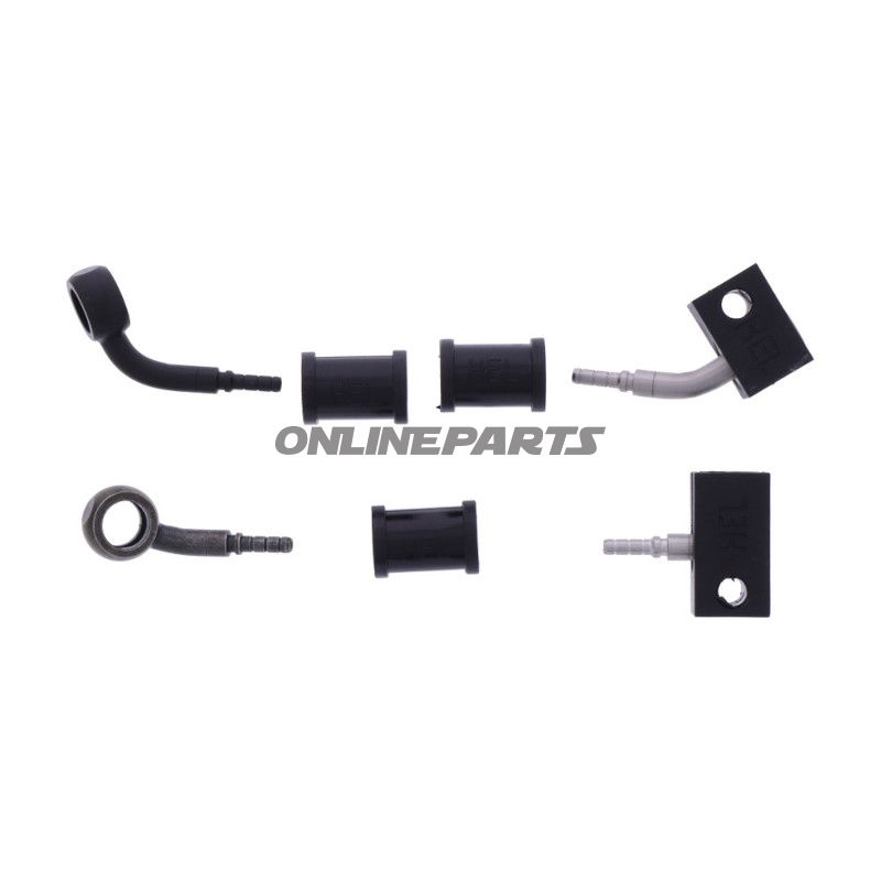 FLETTET STÅL BREMSESLANGE KIT FITTINGS SORT 2 DELE