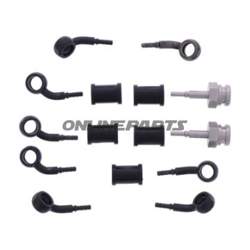 FLETTET STÅL BREMSESLANGE KIT FITTINGS SORT 5 DELE