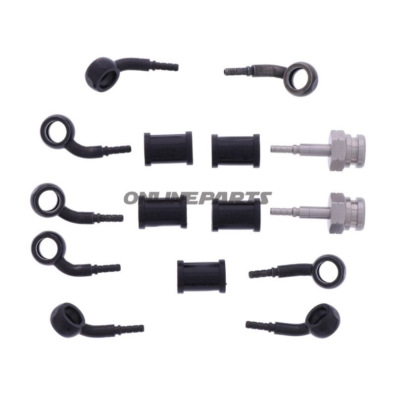 FLETTET STÅL BREMSESLANGE KIT FITTINGS SORT 5 DELE