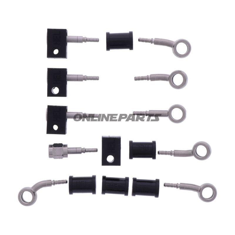 FLETTET STÅL BREMSESLANGE KIT FITTINGS SØLV 5 DELE