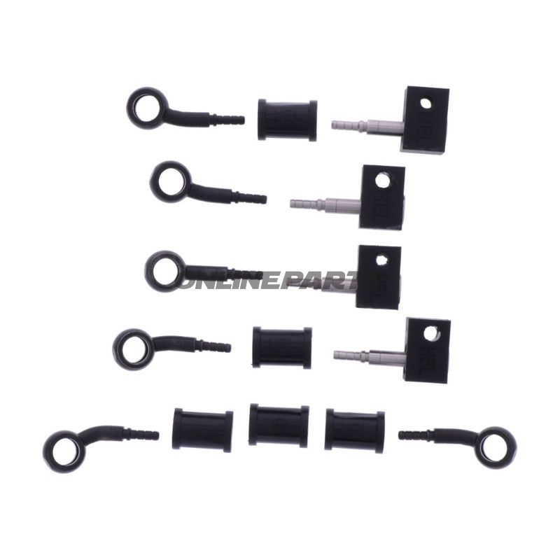 FLETTET STÅL BREMSESLANGE KIT FITTINGS SORT 5 DELE