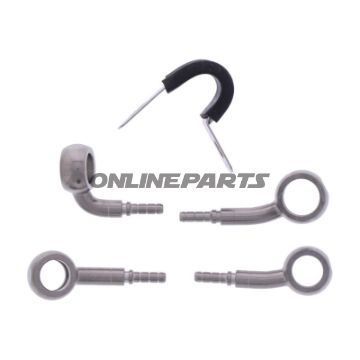 FLETTET STÅL BREMSESLANGE KIT FITTINGS SØLV 2 STK