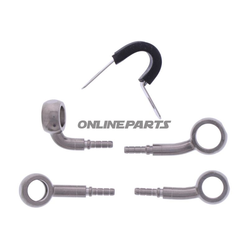 FLETTET STÅL BREMSESLANGE KIT FITTINGS SØLV 2 STK