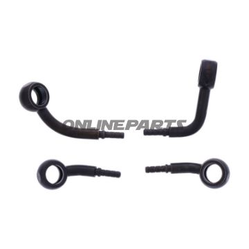 FLETTET STÅL BREMSESLANGE KIT FITTINGS SORT 2 DELE