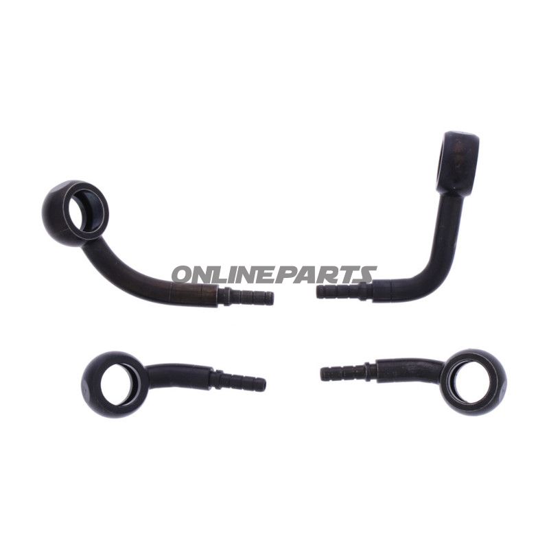 FLETTET STÅL BREMSESLANGE KIT FITTINGS SORT 2 DELE