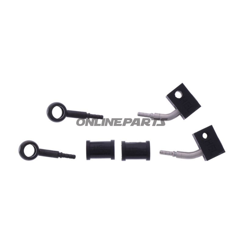 FLETTET STÅL BREMSESLANGE KIT FITTINGS SORT 2 DELE