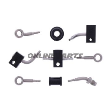 FLETTET STÅL BREMSESLANGE KIT FITTINGS SØLV 4 DELE
