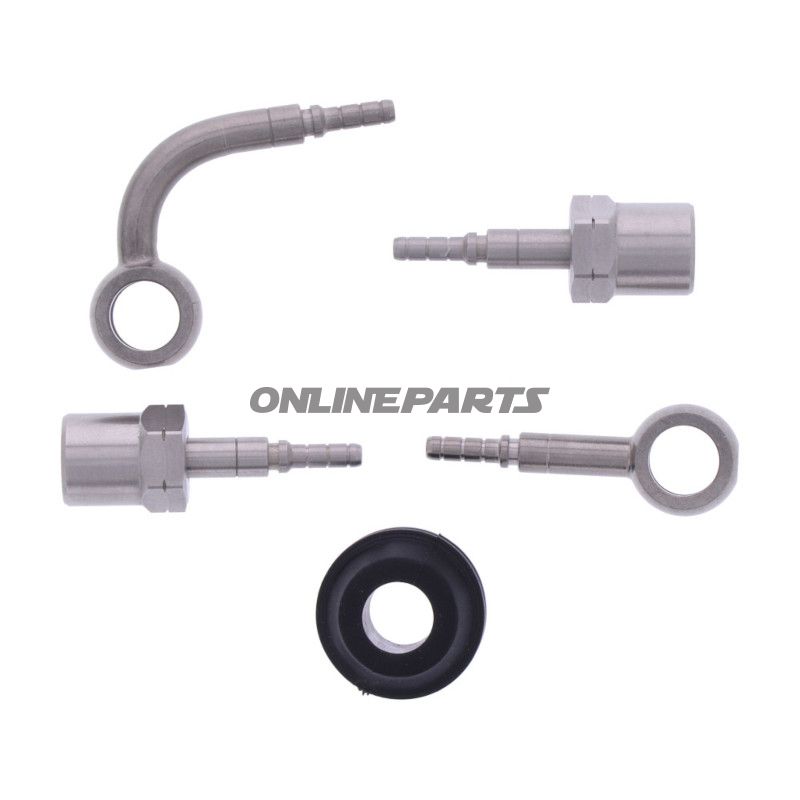 FLETTET STÅL BREMSESLANGE KIT FITTINGS SØLV 2 STK