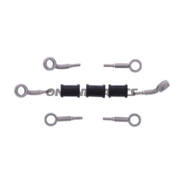 FLETTET STÅL BREMSESLANGE KIT FITTINGS SØLV 3 DELE