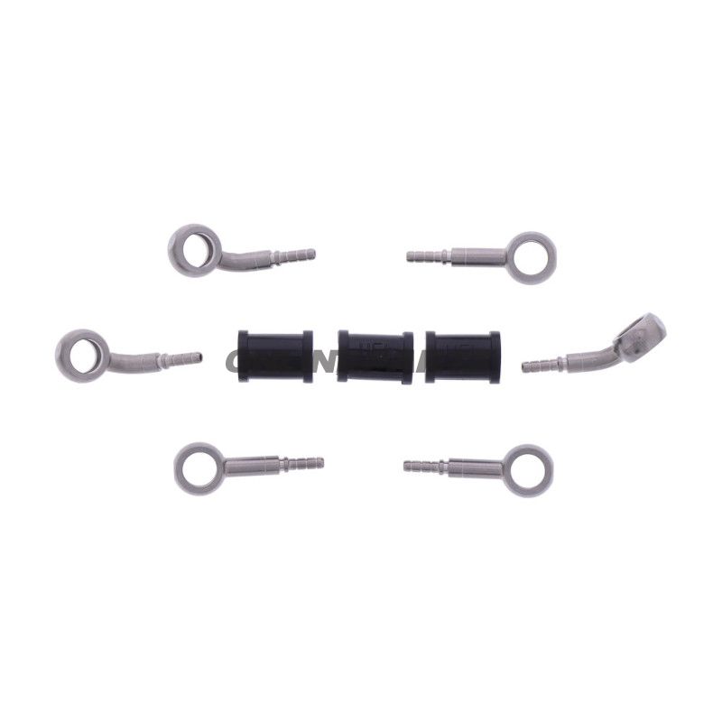 FLETTET STÅL BREMSESLANGE KIT FITTINGS SØLV 3 DELE