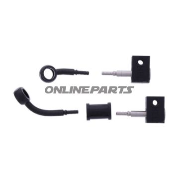 FLETTET STÅL BREMSESLANGE KIT FITTINGS SORT 2 DELE