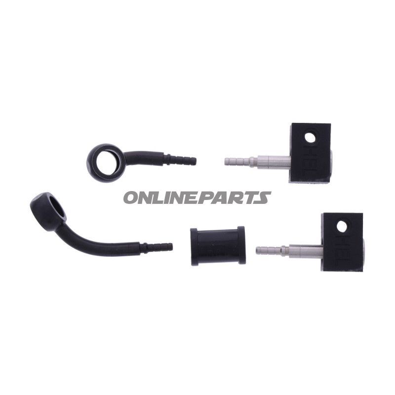 FLETTET STÅL BREMSESLANGE KIT FITTINGS SORT 2 DELE