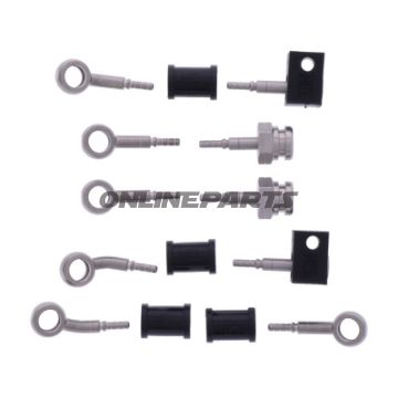 FLETTET STÅL BREMSESLANGE KIT FITTINGS SØLV 5 DELE