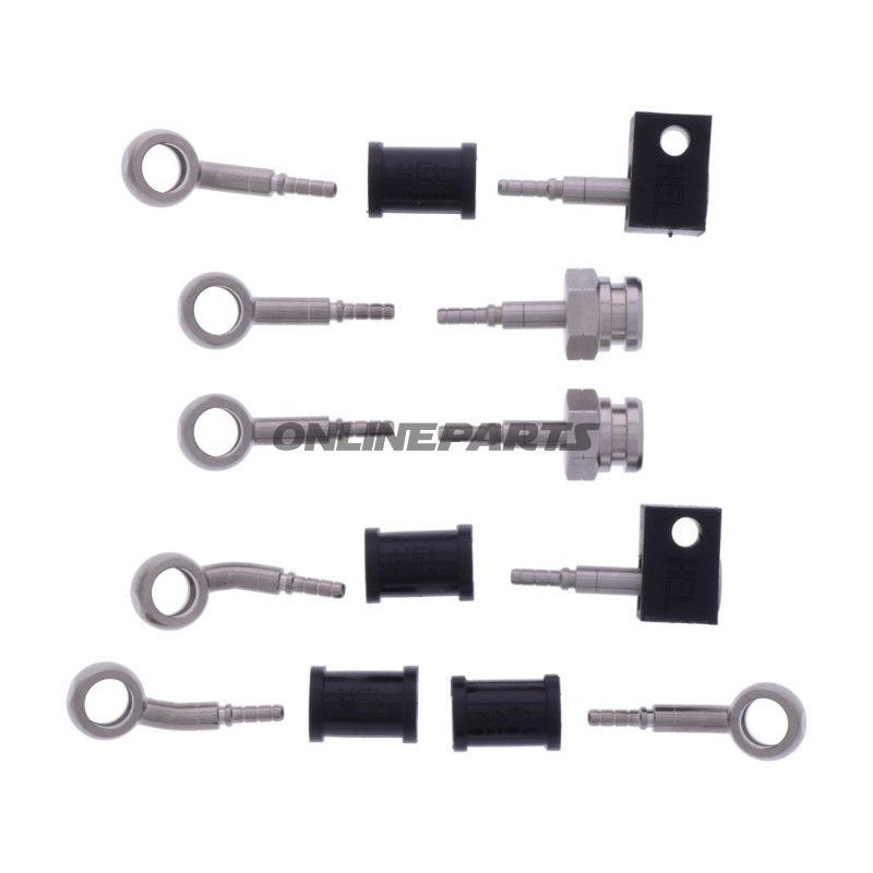 FLETTET STÅL BREMSESLANGE KIT FITTINGS SØLV 5 DELE