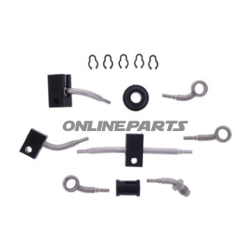 FLETTET STÅL BREMSESLANGE KIT FITTINGS SØLV 4 DELE