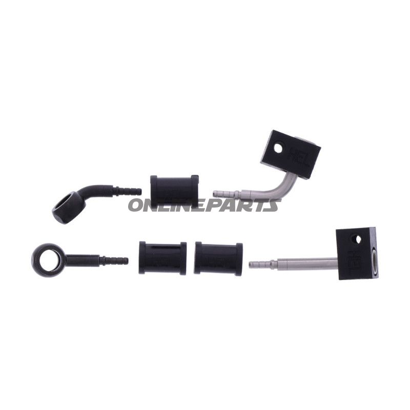 FLETTET STÅL BREMSESLANGE KIT FITTINGS SORT 2 DELE