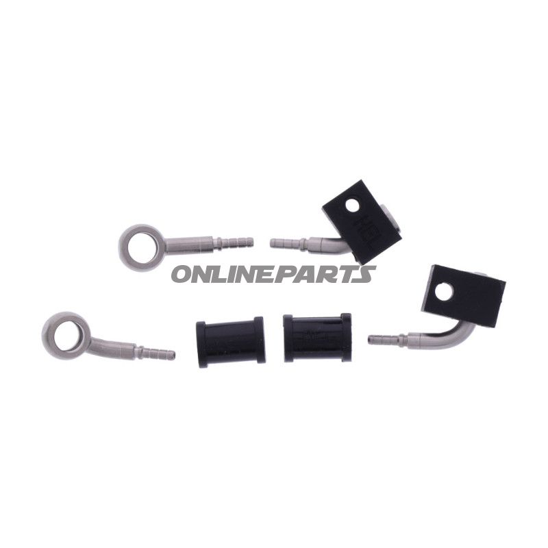 FLETTET STÅL BREMSESLANGE KIT FITTINGS SØLV 2 STK