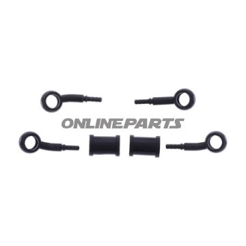 FLETTET STÅL BREMSESLANGE KIT FITTINGS SORT 2 DELE