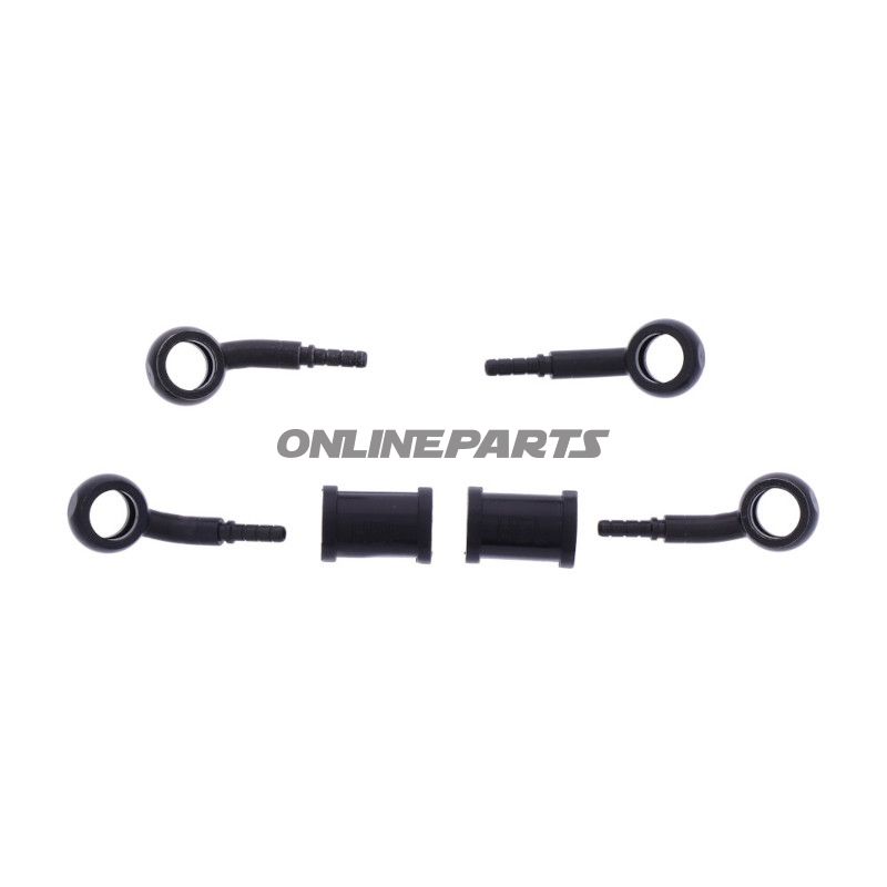 FLETTET STÅL BREMSESLANGE KIT FITTINGS SORT 2 DELE