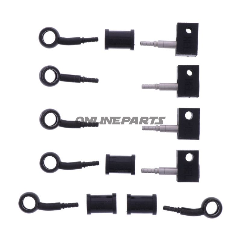 FLETTET STÅL BREMSESLANGE KIT FITTINGS SORT 5 DELE