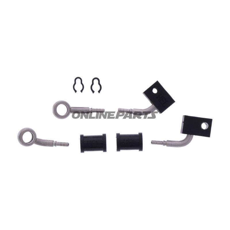 FLETTET STÅL BREMSESLANGE KIT FITTINGS SØLV 2 STK